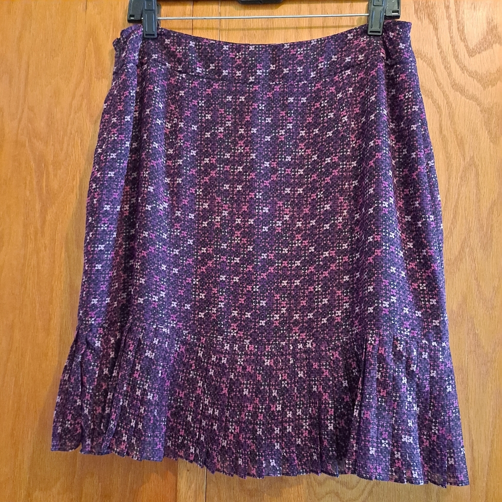 Worthington | Pleated Mini Skirt Purple Floral Micropattern